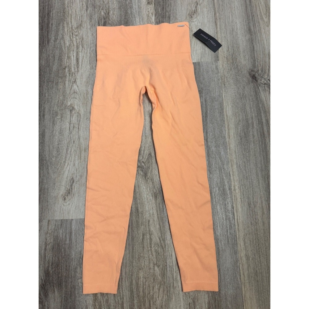 Savage X Fenty Seamless Ribbed Leggings Peach‎ Orange XL NWT